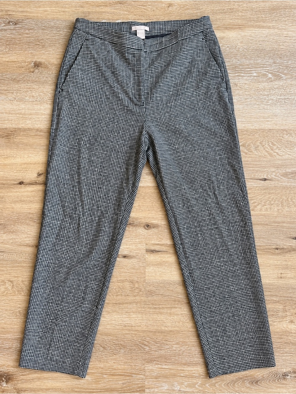 H&M Black and White Straight-Leg Houndstooth Pants